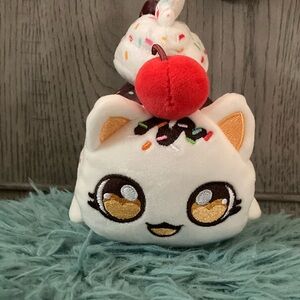 Cute White Cat Plush with Cherry Top aphmau